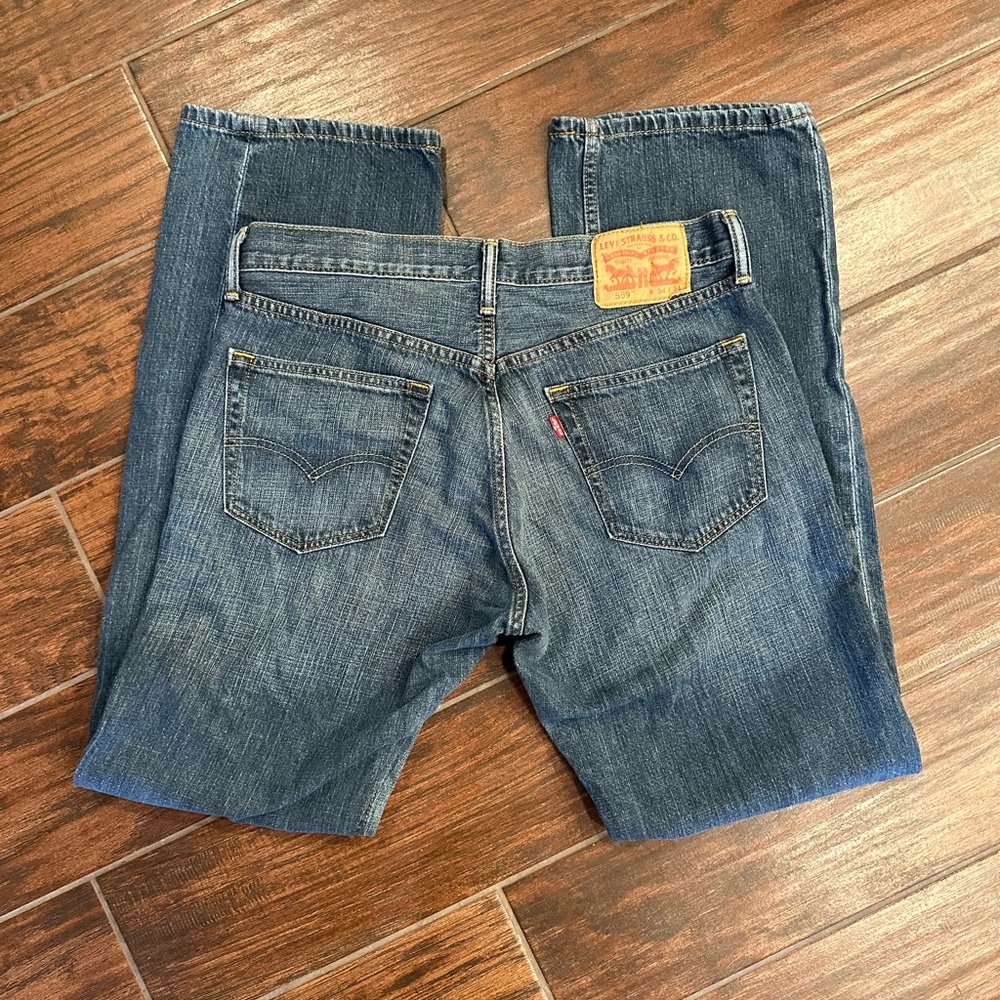 Levi's Men's 559 Dark Blue Stretch Straight Jeans, 34 x 34